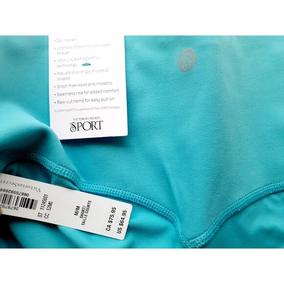 Victoria's Secret TurquoiseTeal High Compression 360° Stretch 7/8 Leggings M NWT - Picture 10 of 11